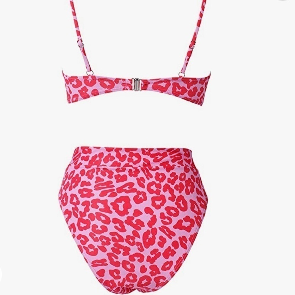 Red and Pink Leopard High Waisted Bikini NWOT - Picture 3 of 8